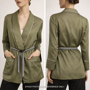 SUGARHIGH Olive Green Belted Blazer Kimono Jacket M NWT Minimalist Workwear Chic